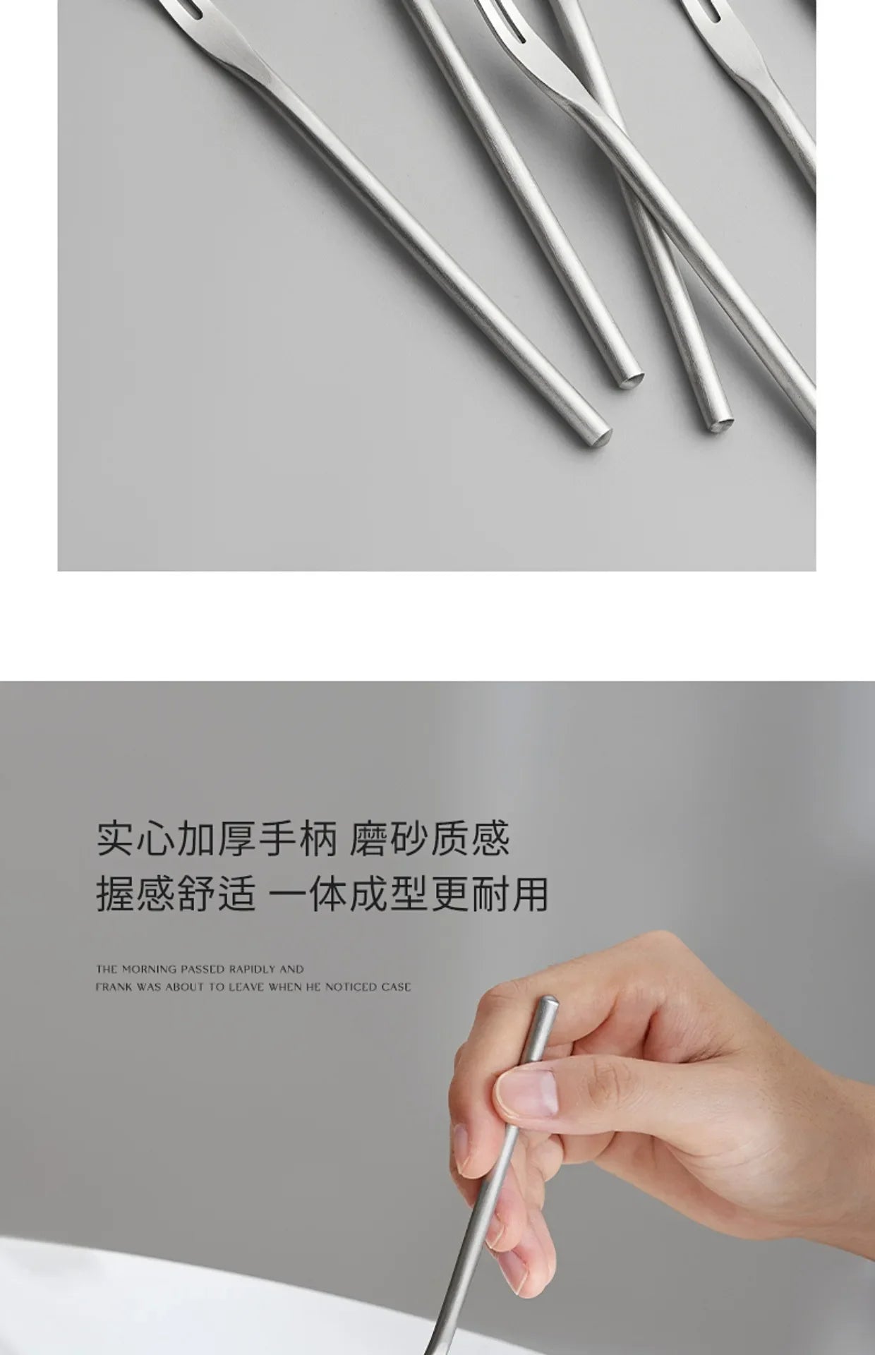 304 Stainless Steel Fruit Fork Solid Round Stick Small Fork High Appearance Level Household Long Handle Fruit Cake Dessert Fork