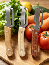 Stainless Steel Peeler Wooden Handle Durable Smooth Multi-function Kitchen Tool Fruit Vegetable Peeling Slicing