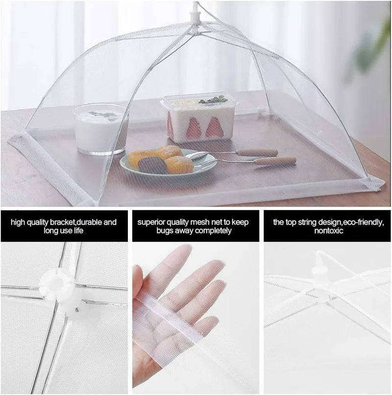 Picnic Food Covers for Outside Mesh 4 Packs Pop Up Fine Fly Net for Fruit - Collapsible Screen Umbrella Food Tent