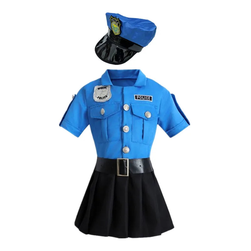 Police Role Play Dress Dressup Clothes  Police Officer Uniform Playsuits Halloween Performance Costumes