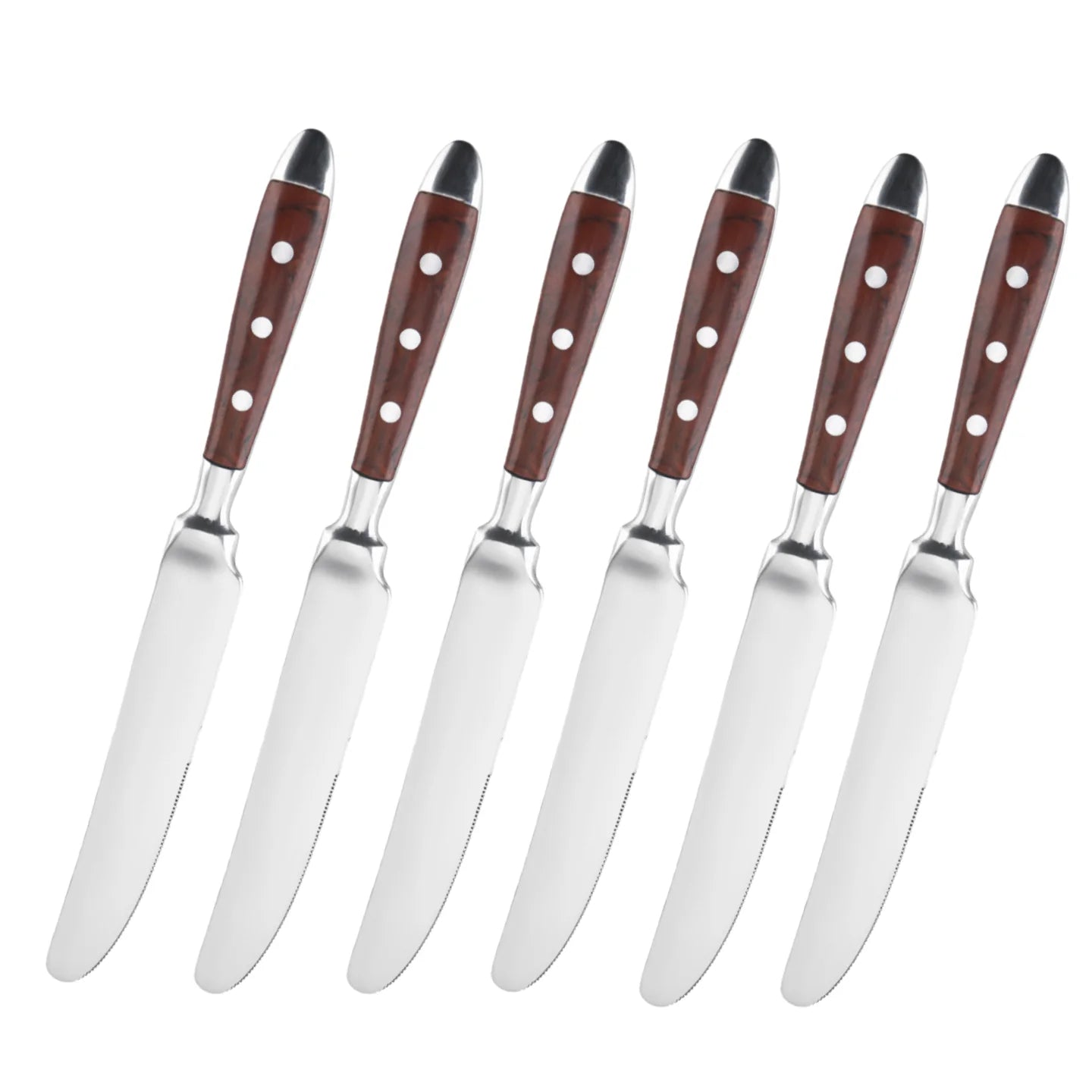 Classic Elegant Stainless Steel Cutlery Set Simulated Redwood Fork Spoon Knife Full Dinning Fork Steak Knife Teaspoon Creative