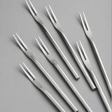 304 Stainless Steel Fruit Fork Solid Round Stick Small Fork High Appearance Level Household Long Handle Fruit Cake Dessert Fork