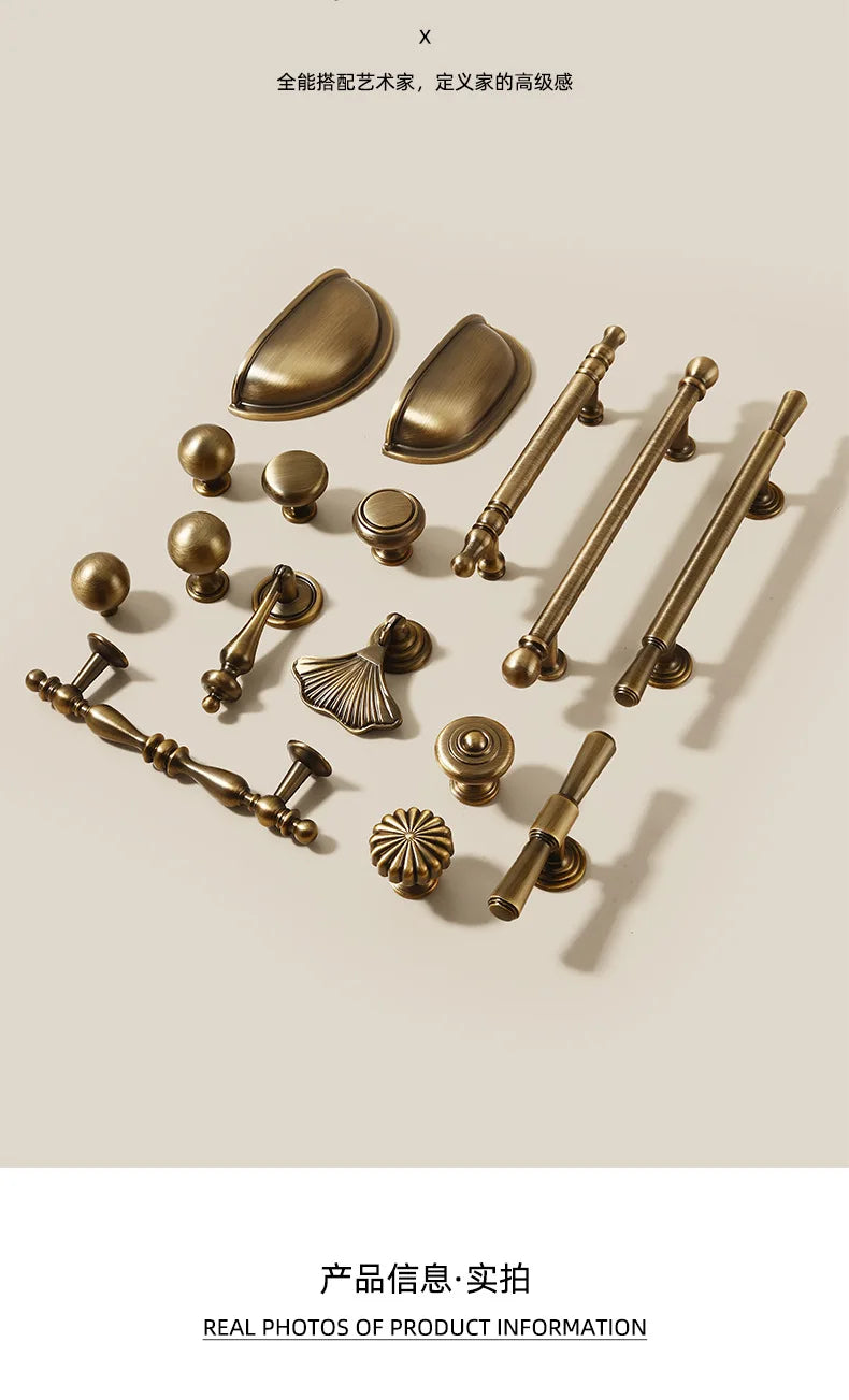French-bronze solid handle vintage wardrobe/cabinet door handles small single-hole drawer pull medieval-style furniture hardware