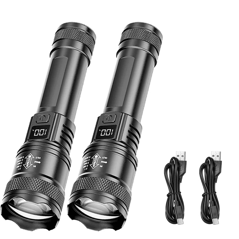 Zoomable High-Power LED Torch with LCD Display