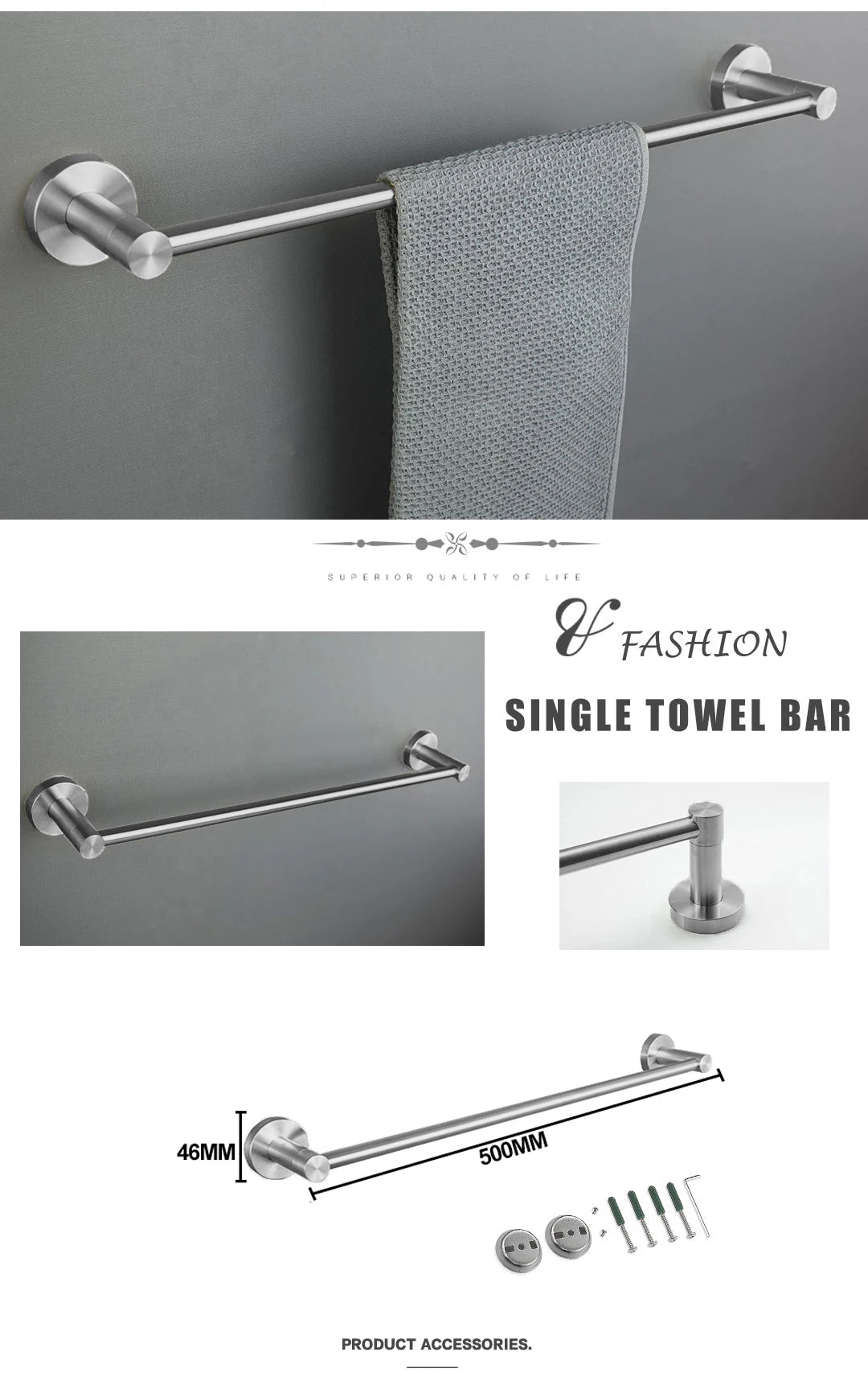 Bathroom Hardware 304 Stainless Steel Brushed Towel Rack Toilet Paper Holder Soap Holder Towel Bar Toilet Bathroom Accessories