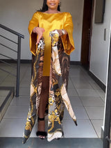 Elegant 2 Piece Sets Womens Outfits Satin Half Sleeve Shirt Blouses and Belted Wrap Midi Skirt Sets Spring Summer Clothes