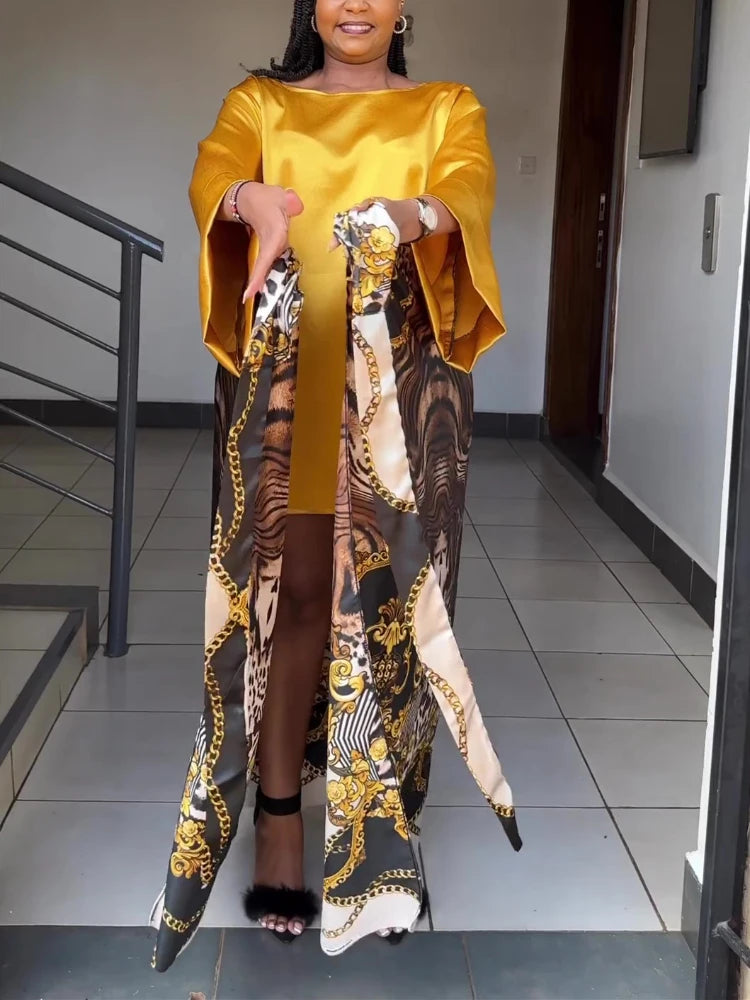 Elegant 2 Piece Sets Womens Outfits Satin Half Sleeve Shirt Blouses and Belted Wrap Midi Skirt Sets Spring Summer Clothes