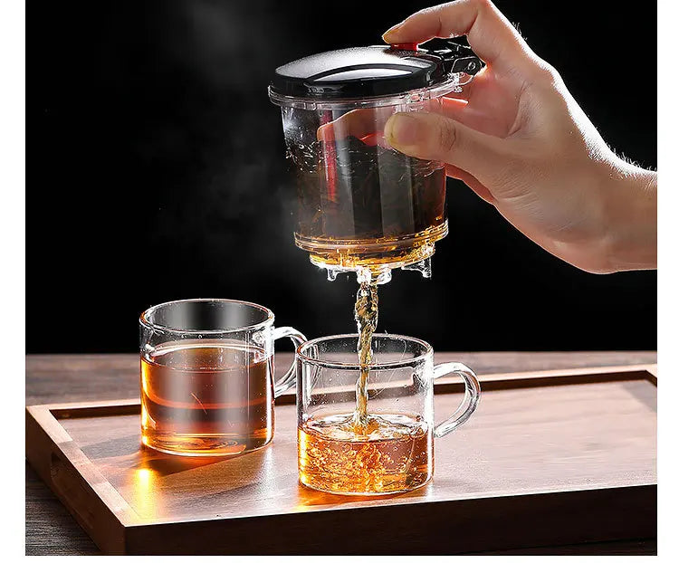 Heat Resistant Glass Teapot One-click Filtering Tea Pot Tea Water Separation Filter Tea Maker Coffee Pot Home Flower Teaware