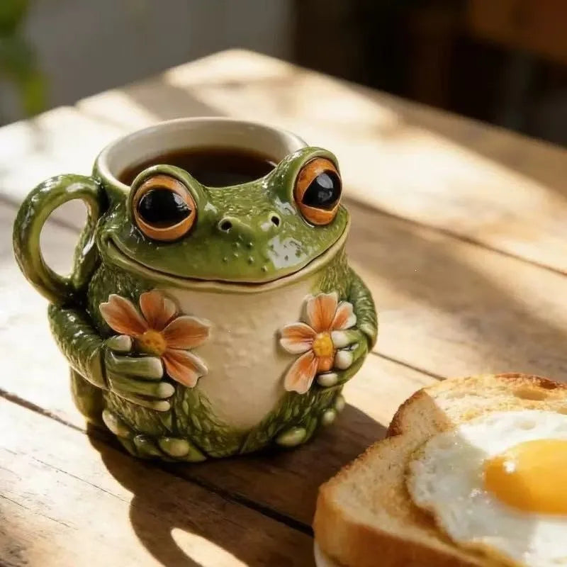 Frog Flower Mug Cute and Cute Frog Flower Pattern Mug