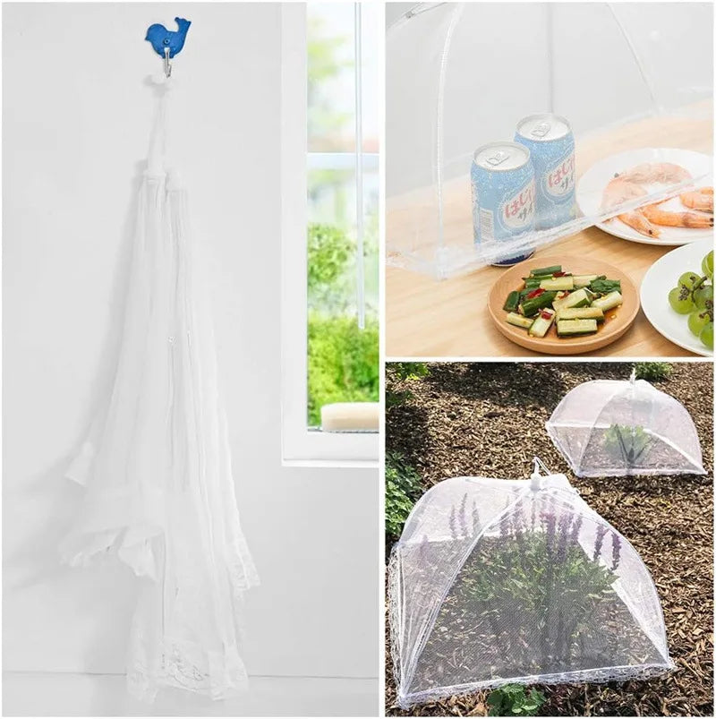 Picnic Food Covers for Outside Mesh 4 Packs Pop Up Fine Fly Net for Fruit - Collapsible Screen Umbrella Food Tent