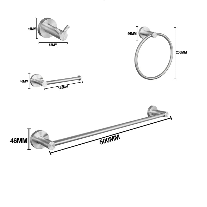 Bathroom Hardware 304 Stainless Steel Brushed Towel Rack Toilet Paper Holder Soap Holder Towel Bar Toilet Bathroom Accessories