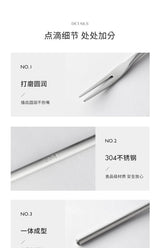 304 Stainless Steel Fruit Fork Solid Round Stick Small Fork High Appearance Level Household Long Handle Fruit Cake Dessert Fork