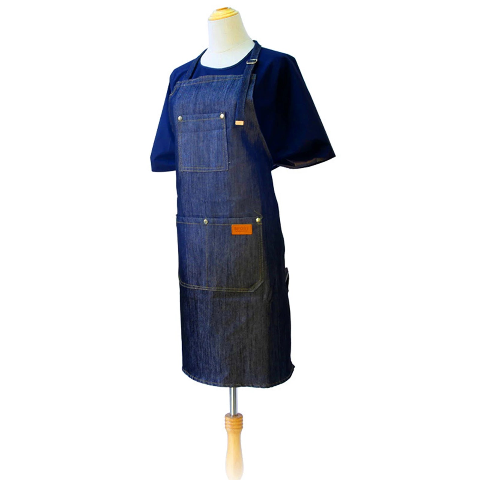 Denim Apron Salon Working Clothes Barber Cloth Kitchen Cooking Grill Restaurant Bar Shop Cafes Baking Beauty Nails Uniform