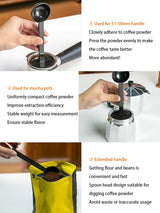 Black long handled coffee spoon, multifunctional plastic coffee measuring and tamping spoon, powder spoon, coffee kitchen tool,
