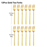 4/6/12Pcs Black Coffee Fork Stainless Steel 304 Tea Fork Set Ice Cream Cake Fruit Forks Mirror Gold Cutlery Thin Sliverware