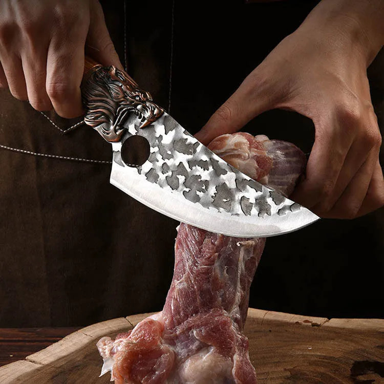 Meat Cutting Knives Boning Knife Wooden Handle Hnadmade Forge Knives Slicing Knife Multifunctional Kitchen Knives with Cover