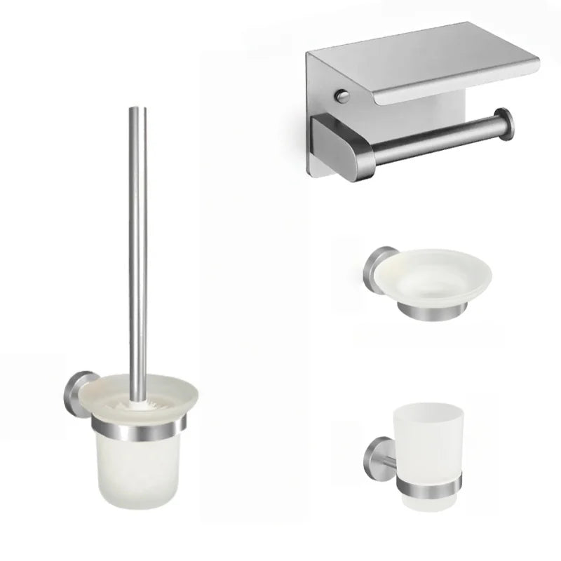 Bathroom Hardware 304 Stainless Steel Brushed Towel Rack Toilet Paper Holder Soap Holder Towel Bar Toilet Bathroom Accessories