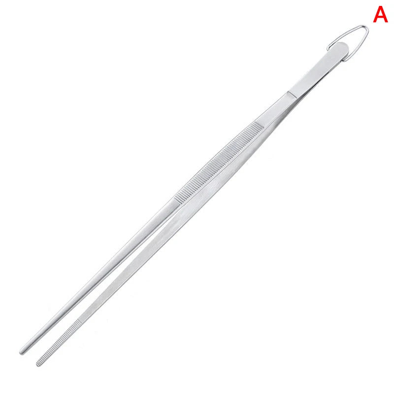 1pc 12 Inch Kitchen Tweezers Stainless Steel Cooking Extra-Long Tweezers Fine Tweezer Tongs For BBQ Cooking Bartending Tools