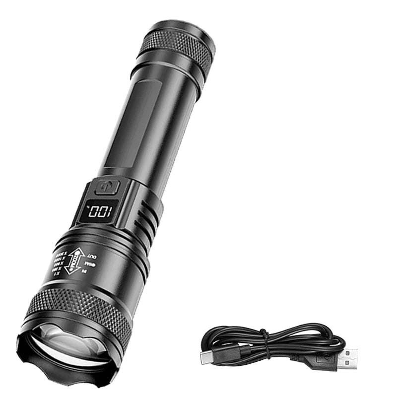Zoomable High-Power LED Torch with LCD Display