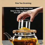 1000ML Glass Teapot with Removable Filter Stovetop Safe Heat Resistant Clear Tea Maker Water Kettle for Loose Leaf Blooming Tea