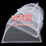 Picnic Food Covers for Outside Mesh 4 Packs Pop Up Fine Fly Net for Fruit - Collapsible Screen Umbrella Food Tent