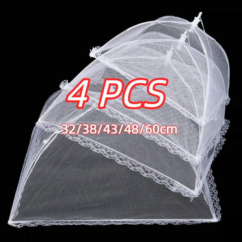 Picnic Food Covers for Outside Mesh 4 Packs Pop Up Fine Fly Net for Fruit - Collapsible Screen Umbrella Food Tent