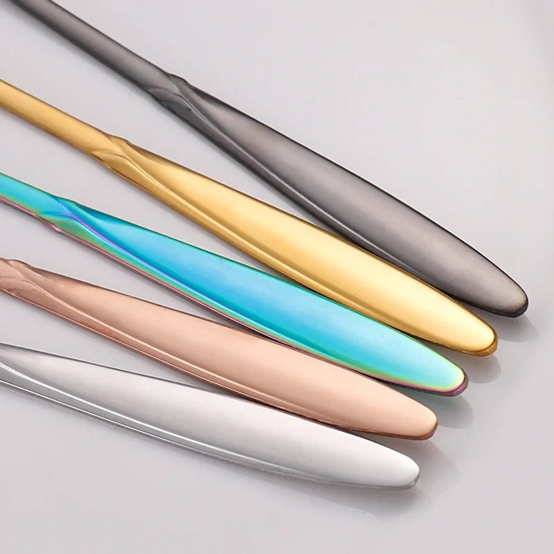 Long Handle Teaspoon Stainless Steel Rose Mixing Spoon Unusual Teaspoons for Dessert Honey Salad Tea Coffee Spoons New Year Gift