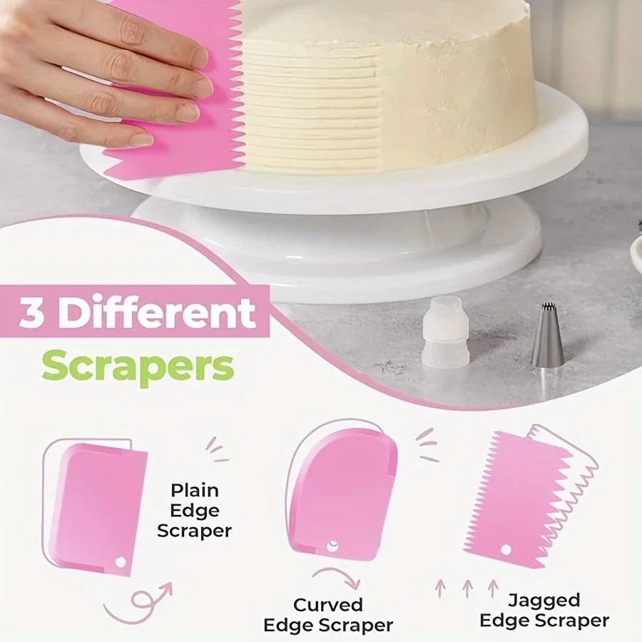 80PCS Cake Decorating Set-Non-Slip Turntable with 14 Piping Tips, Scrapers & Tools for Professional DIY Baking Tools Accessories