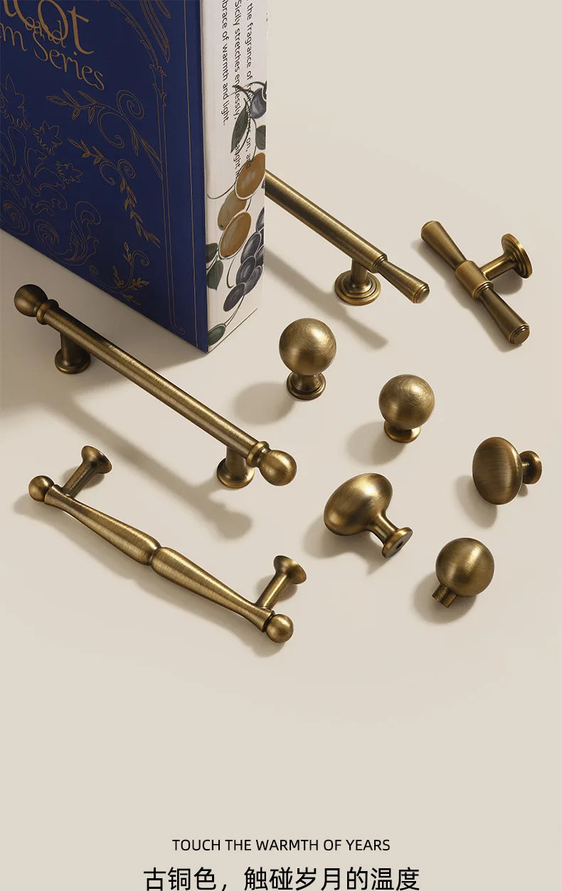 French-bronze solid handle vintage wardrobe/cabinet door handles small single-hole drawer pull medieval-style furniture hardware