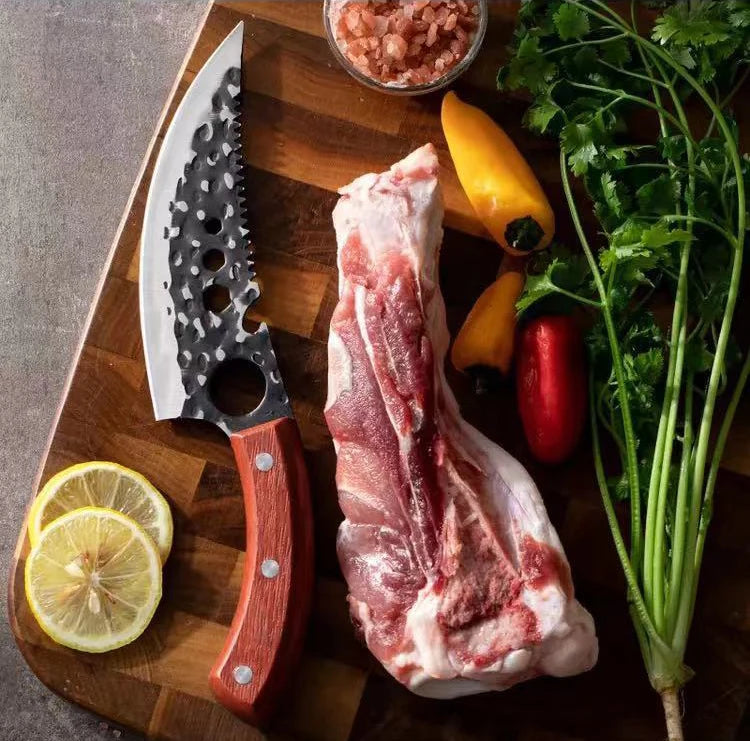 Meat Cutting Knives Boning Knife Wooden Handle Hnadmade Forge Knives Slicing Knife Multifunctional Kitchen Knives with Cover