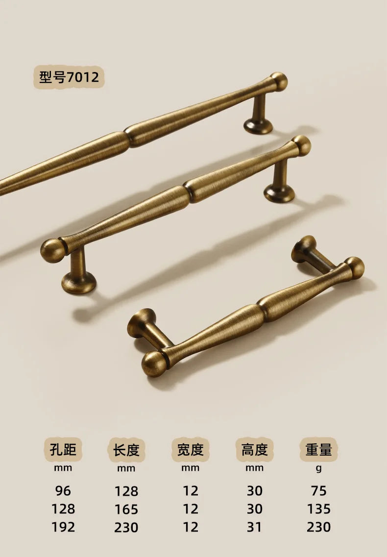 French-bronze solid handle vintage wardrobe/cabinet door handles small single-hole drawer pull medieval-style furniture hardware