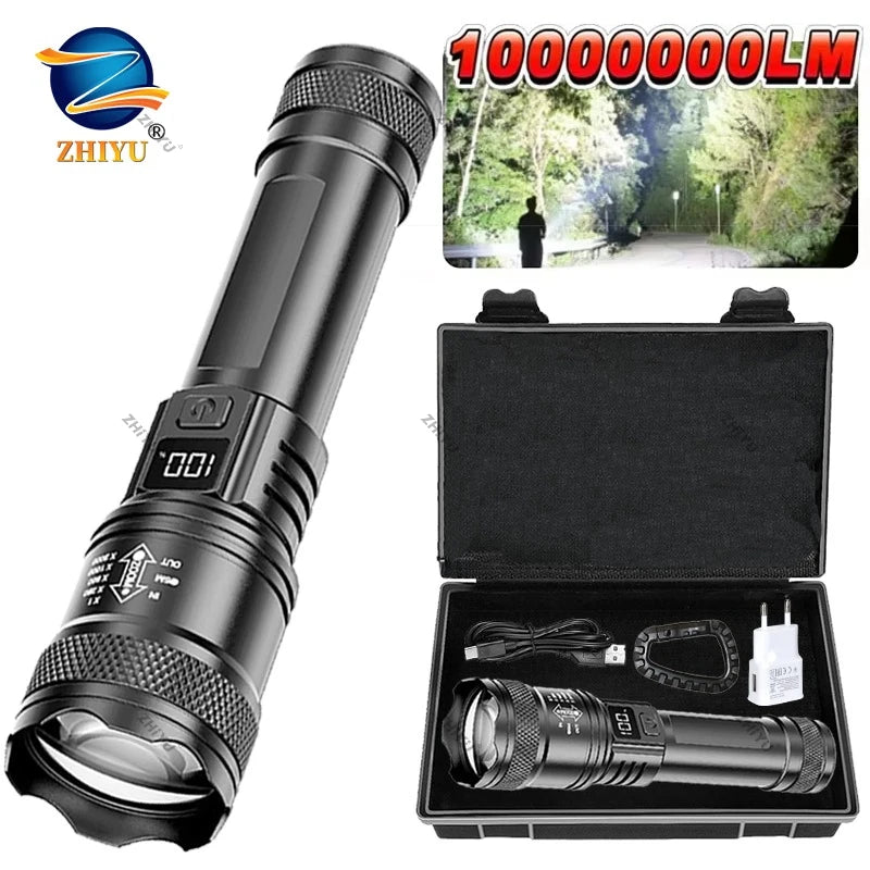 Zoomable High-Power LED Torch with LCD Display