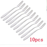 13cm StainlessTwo-tine Steel Fruit Forks Set Small Size Two-tine Dessert Snack Cake Forks for Parties and Cafeterias
