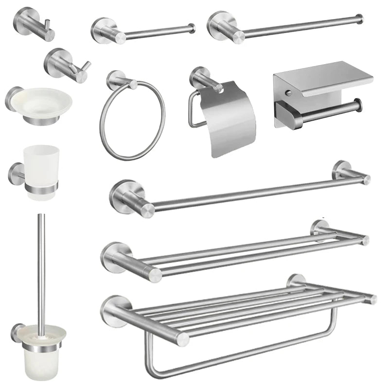Bathroom Hardware 304 Stainless Steel Brushed Towel Rack Toilet Paper Holder Soap Holder Towel Bar Toilet Bathroom Accessories