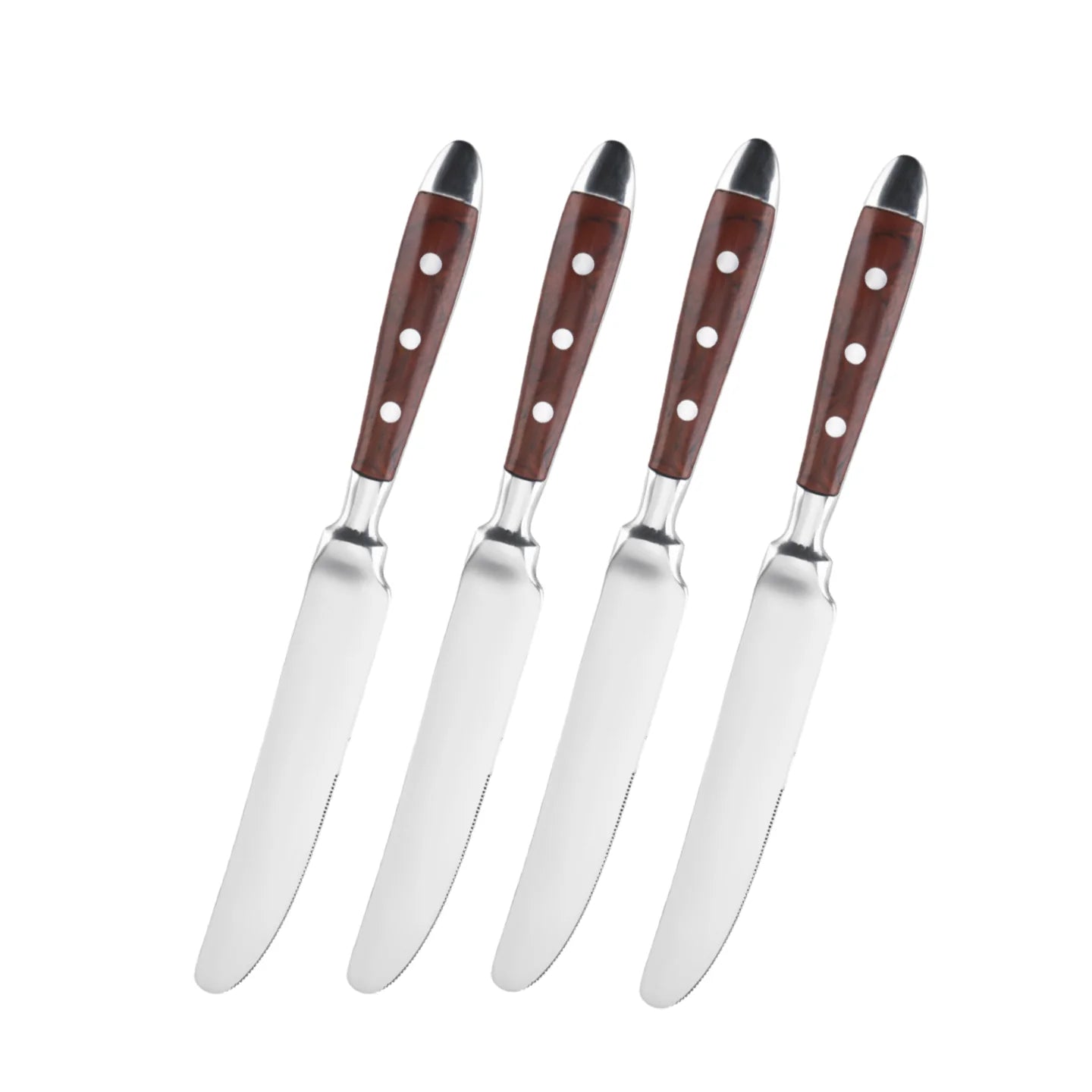 Classic Elegant Stainless Steel Cutlery Set Simulated Redwood Fork Spoon Knife Full Dinning Fork Steak Knife Teaspoon Creative