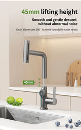 Intelligent Water Temperature Display Pull-out Sprayer Kitchen Faucet Hot and Cold Water Kitchen Sink Tap Single Hole Mixer