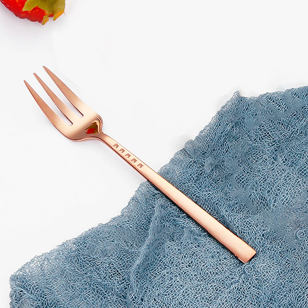 4/6/12Pcs Black Coffee Fork Stainless Steel 304 Tea Fork Set Ice Cream Cake Fruit Forks Mirror Gold Cutlery Thin Sliverware