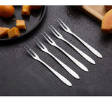 13cm StainlessTwo-tine Steel Fruit Forks Set Small Size Two-tine Dessert Snack Cake Forks for Parties and Cafeterias