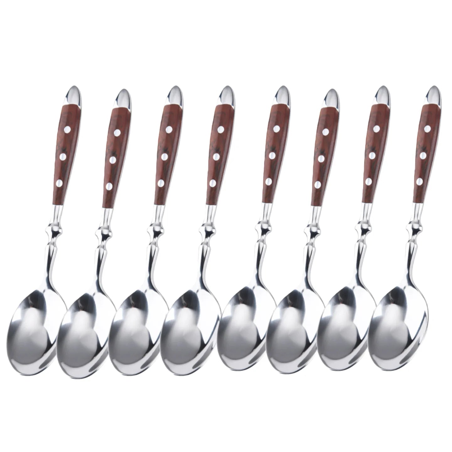 Classic Elegant Stainless Steel Cutlery Set Simulated Redwood Fork Spoon Knife Full Dinning Fork Steak Knife Teaspoon Creative