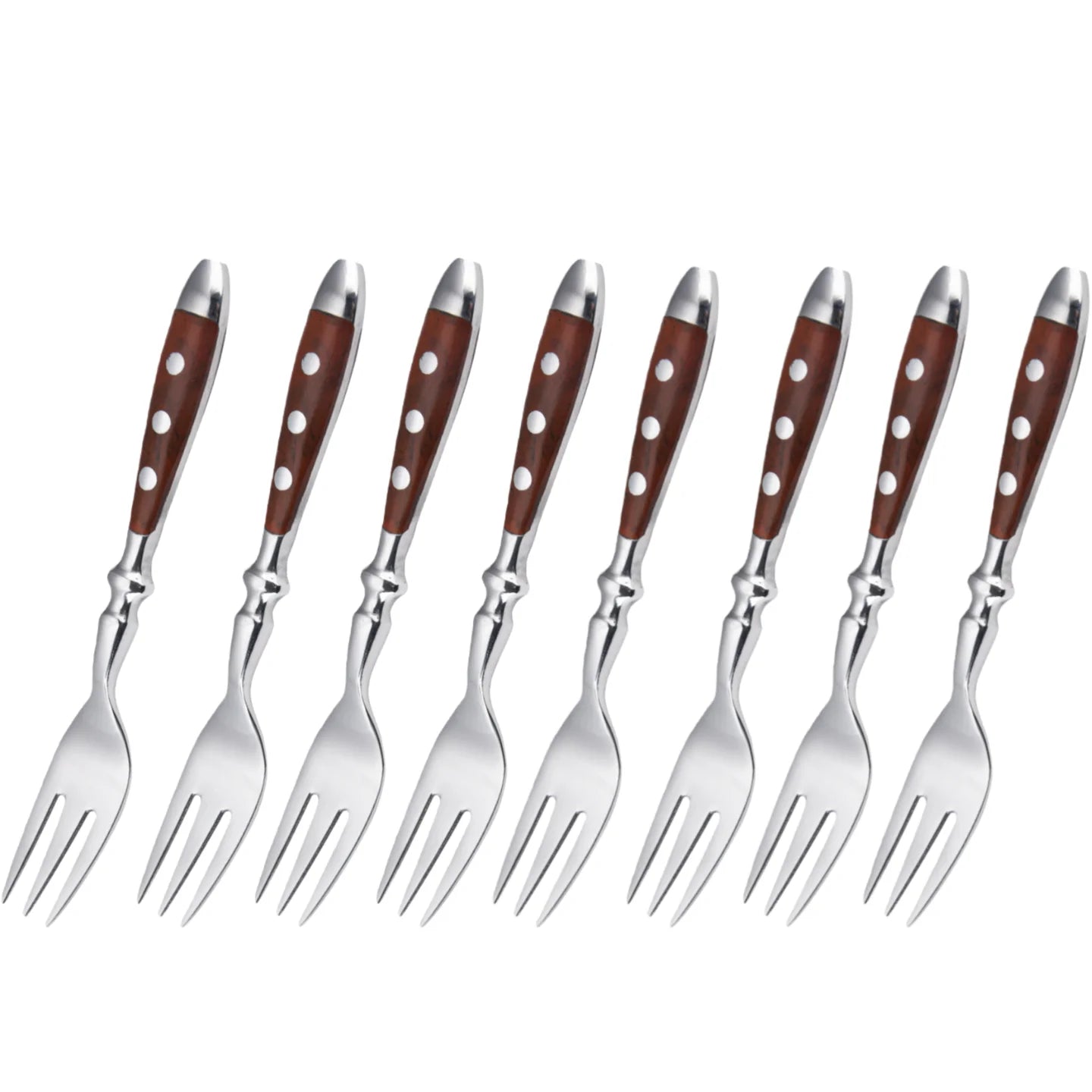 Classic Elegant Stainless Steel Cutlery Set Simulated Redwood Fork Spoon Knife Full Dinning Fork Steak Knife Teaspoon Creative