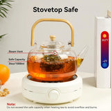 1000ML Glass Teapot with Removable Filter Stovetop Safe Heat Resistant Clear Tea Maker Water Kettle for Loose Leaf Blooming Tea