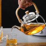 1000ML Glass Teapot with Removable Filter Stovetop Safe Heat Resistant Clear Tea Maker Water Kettle for Loose Leaf Blooming Tea