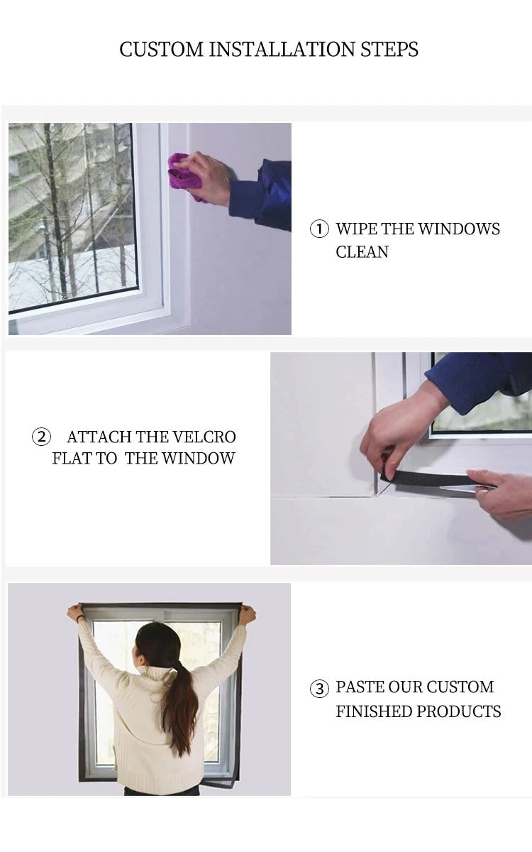 Mosquito-proof screen window, self-adhesive window mosquito net, summer insect-proof door, window mosquito net【BLACK】