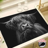 Oversized Stove Cover Heat Resistant Anti Slip Kitchen Countertop Protector Highland Cow Design Scratch Resistant Baking Mat