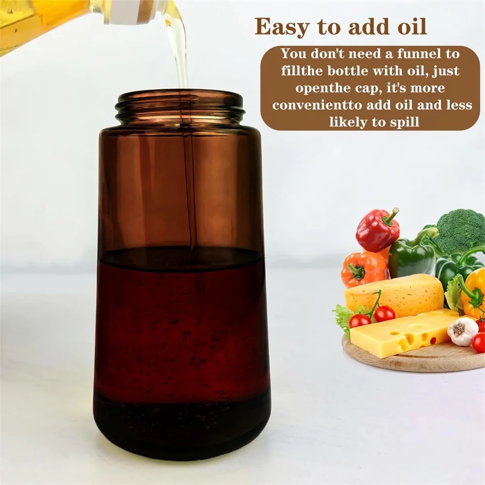 2-in-1 Glass Oil Sprayer & Dispenser, 16oz Leakproof Olive Oil Bottle for Cooking, Air Fryer, Salad, BBQ
