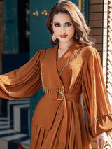 Pleated Dress for Women Abaya Eid Elegant Party Long Dresses Muslim Caftan Robe Jalabiya Ramadan Dubai Kaftan Vestidos Largos