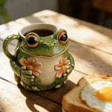 Frog Flower Mug Cute and Cute Frog Flower Pattern Mug