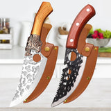 Meat Cutting Knives Boning Knife Wooden Handle Hnadmade Forge Knives Slicing Knife Multifunctional Kitchen Knives with Cover