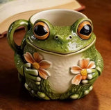 Frog Flower Mug Cute and Cute Frog Flower Pattern Mug