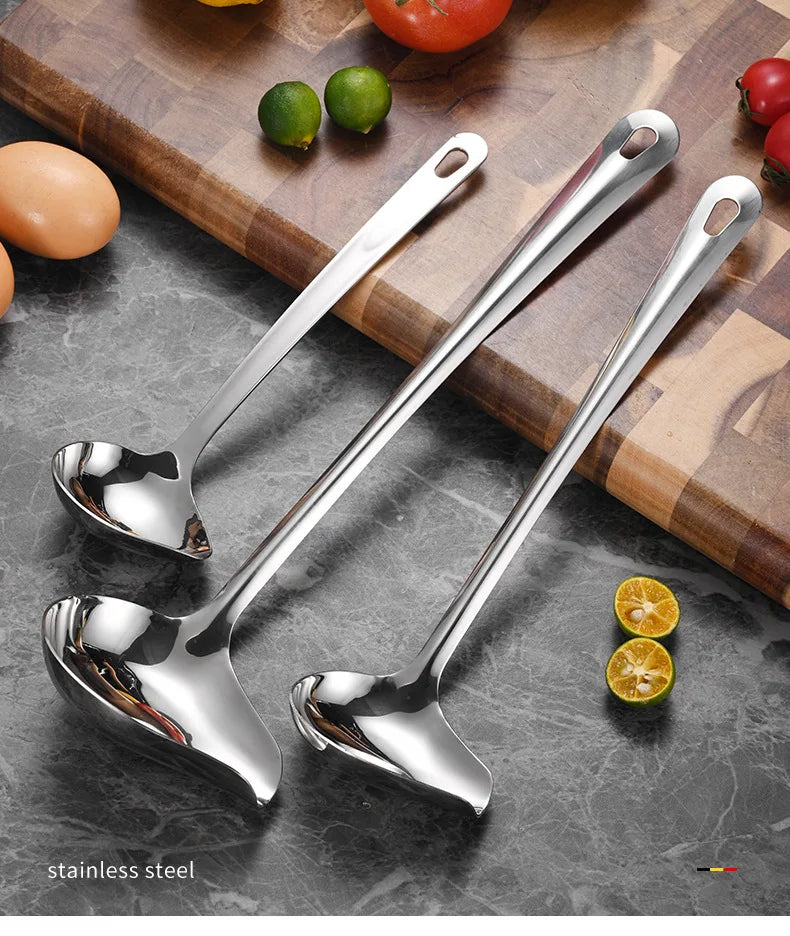 Stainless Steel Duckbill Spoon, Long-handled Sauce Spoon, Thickened Side Mouth, Slanted Mouth, and Crooked Mouth Spoon